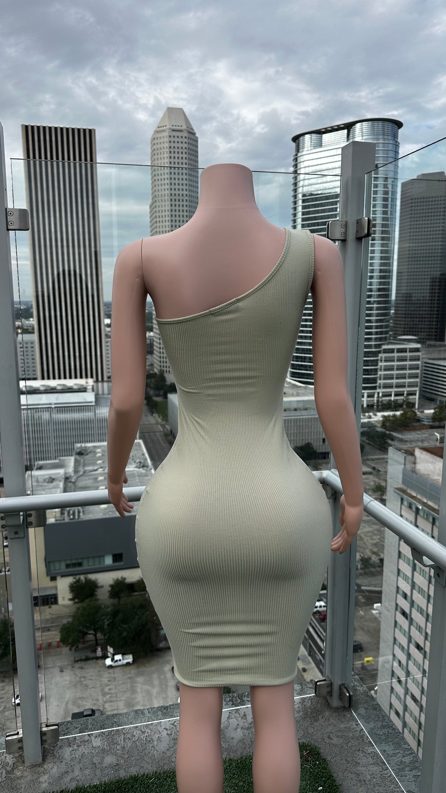 Sage Green One Shoulder Dress